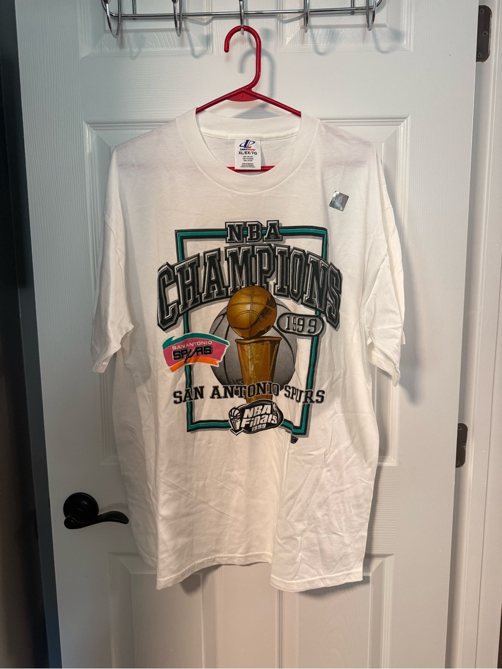 Logo Athletic White NBA Champions San Antonio Spurs Graphic T-Shirt